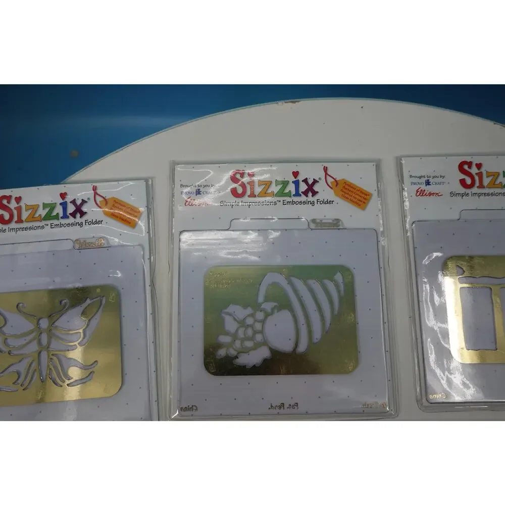 Lot of 11 Sizzix Simple Impressions Embossing Folder